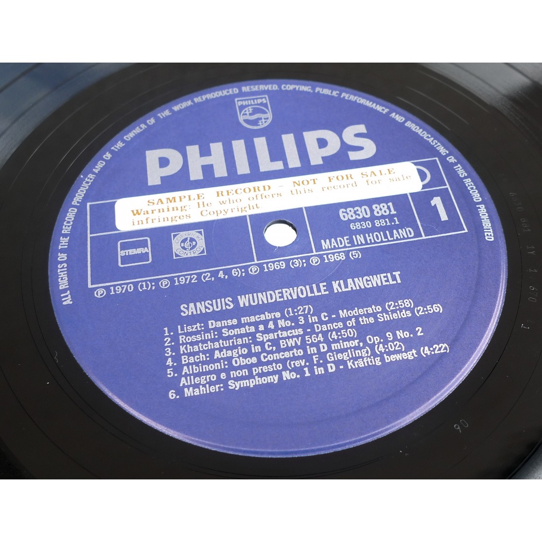 Disque vinyle LP 33T Sansui Test Promo hi-fi 1972